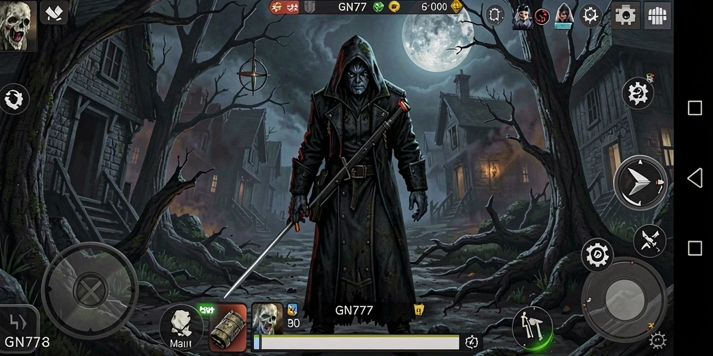 Tangkapan layar gameplay menegangkan dari GN777 menampilkan momen horor yang mencekam.