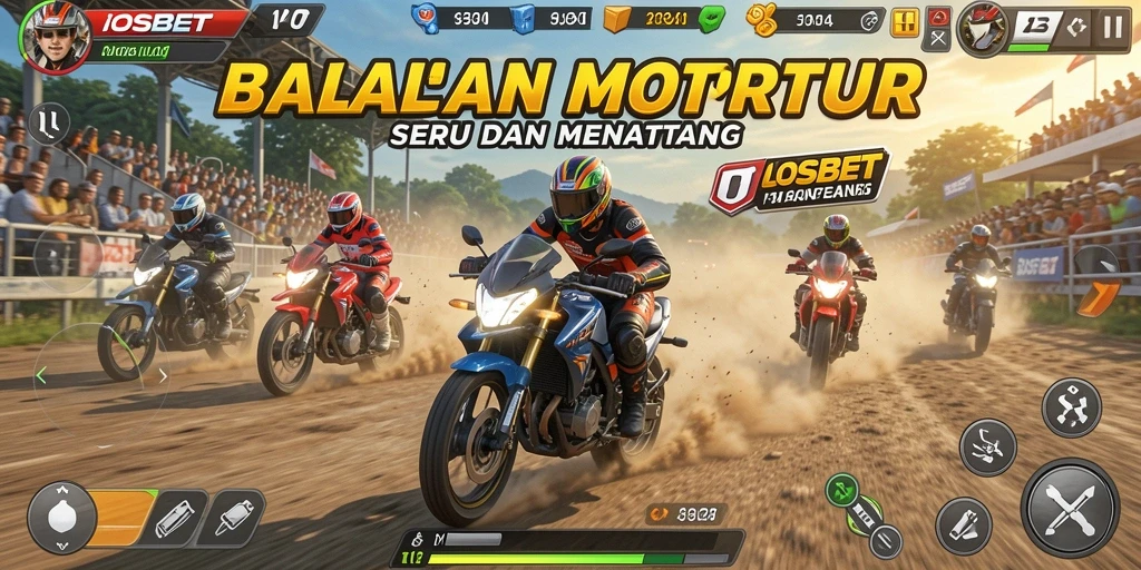 Screenshot memperlihatkan balapan motor yang mendebarkan dan jalanan yang menantang.