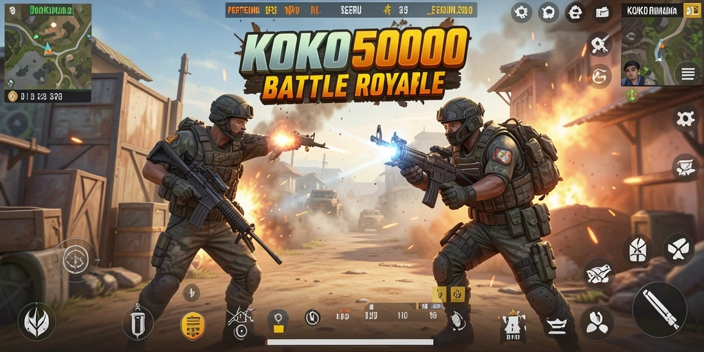 Screenshot KOKO5000 yang menunjukkan suasana pertempuran Battle Royale.