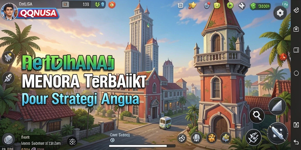 Screenshot menunjukkan pertarungan intens dalam game Tower Defense QQNUSA.