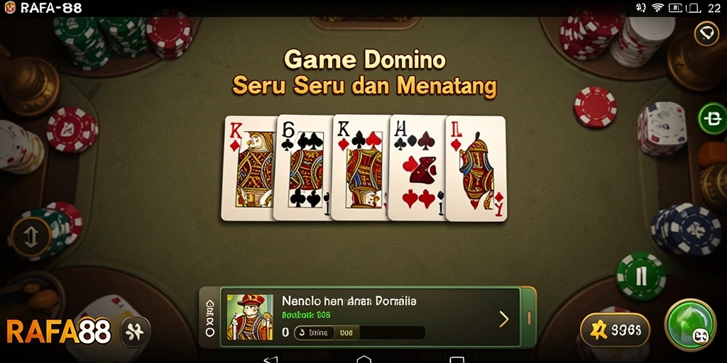 Tampilan gameplay seru dalam RAFA88 dengan tampilan papan Domino.