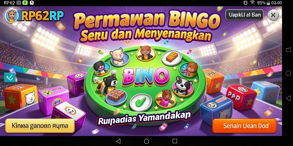 Tampilan gameplay Bingo yang seru dan penuh warna.