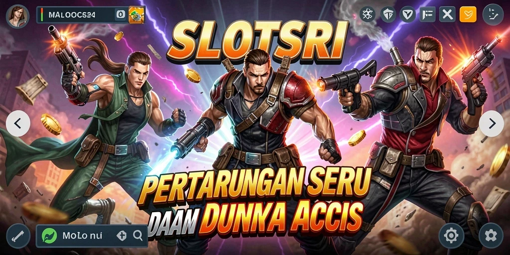 Screenshot utama SLOTSRI menampilkan aksi mendebarkan dalam pertempuran yang intens.