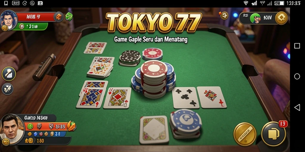 Tampilan gameplay TOKYO77 dengan suasana Gaple yang seru.