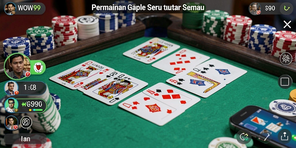 Gameplay seru Gaple di WOW99 dengan teman-teman.